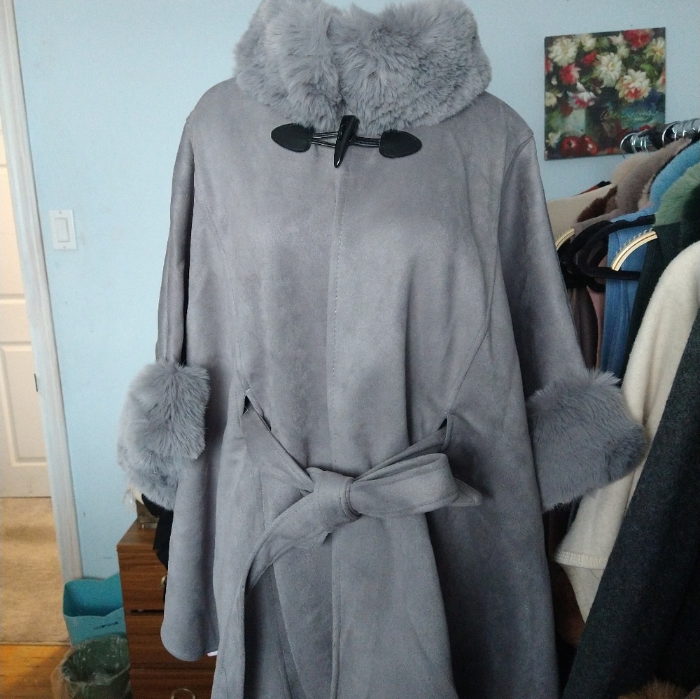 Faux Suede Cape